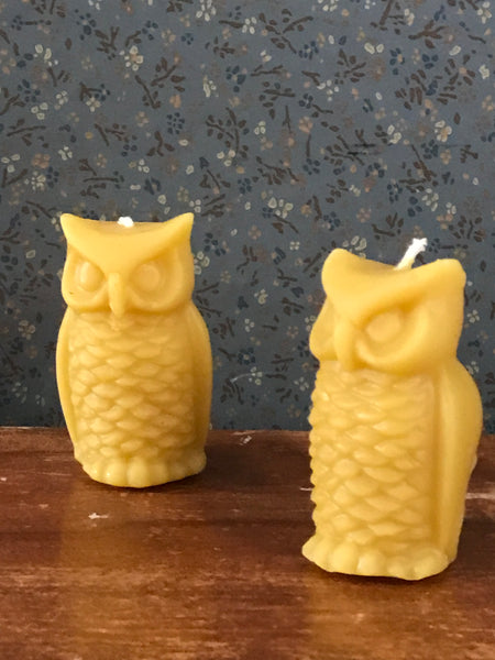 woodland owl beeswax candles