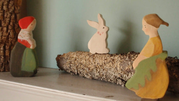 wee little spring bunny and forest mama set -waldorf nature table