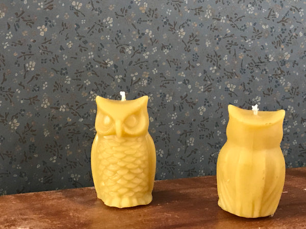 woodland owl beeswax candles
