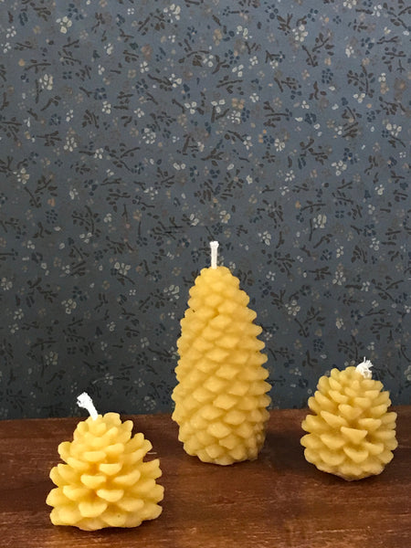 golden forest pinecone candles - (pure beeswax)