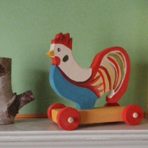 fanciful rooster push toy